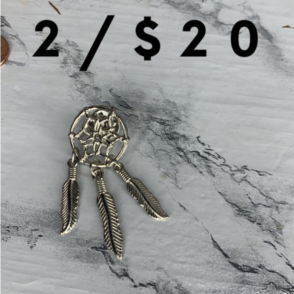 Silver Native American Dream Catcher Brooch